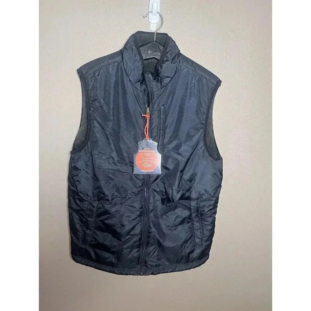 Weatherproof Vintage Men's Reversible Vest (Grey Plaid, Medium)